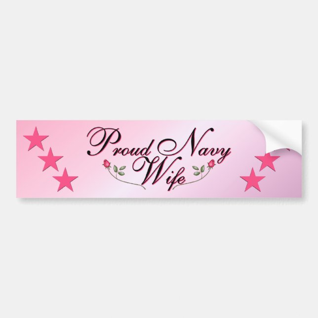 Pink & Proud Navy Wife Bumper Sticker (Front)