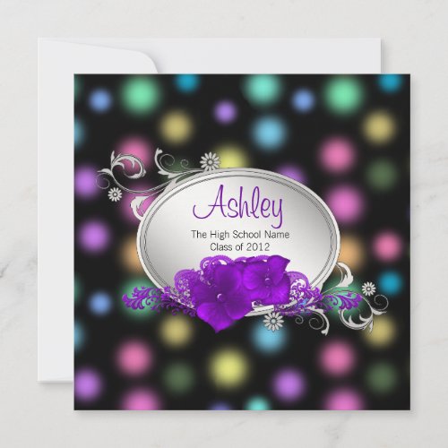 Pink Pruple Pastel Polka Dot Graduation Announceme Invitation