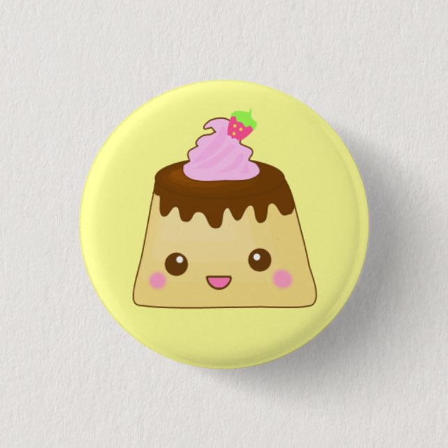 pink pudding cute! button (Front)