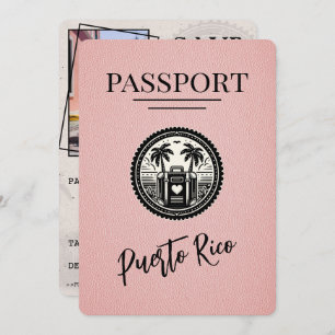Pink Puerto Rico Passport Save The Date
