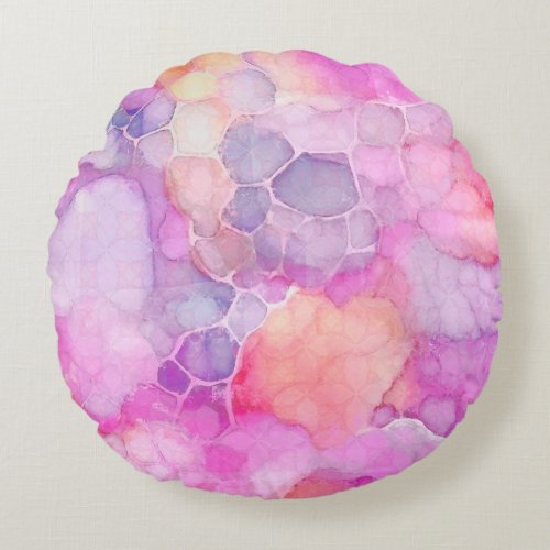 Pink Puff _ Ornament Round Pillow