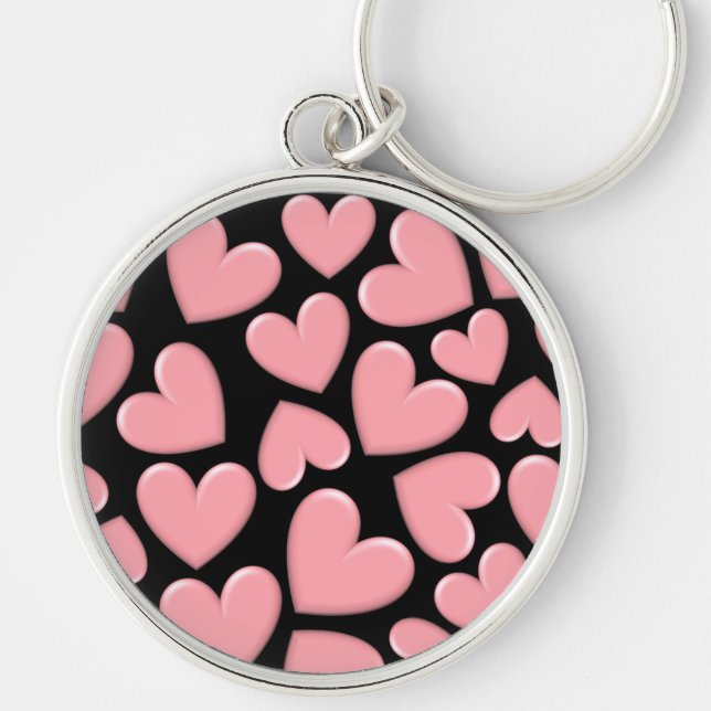 Pink Puffy Hearts Keychain (Front)