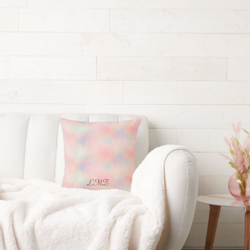 Pink Puffy Watercolor Customize Design Throw Pillow
