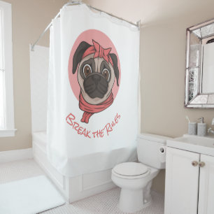 Pink Pug Breaking the Rules   Shower Curtain