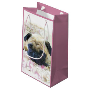 Pink Pug dog gift bag