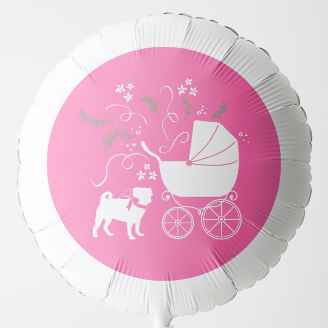 Pink Pug Dog Theme Party Celebration Balloon (Front)