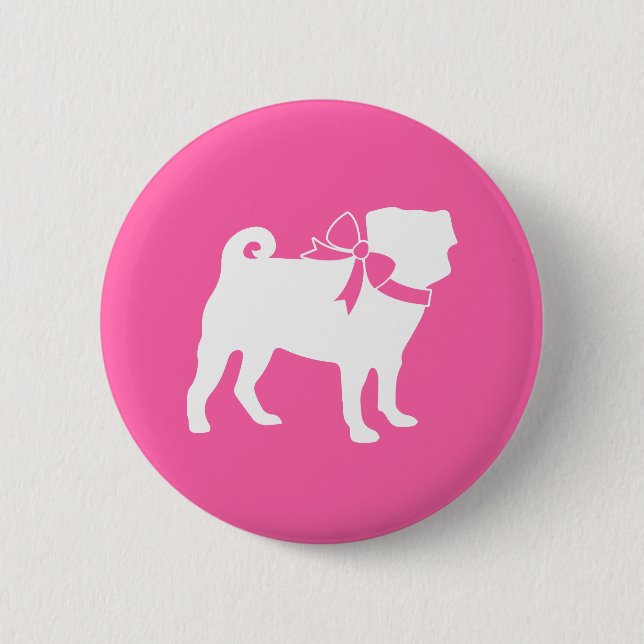 Pink Pug Dog Theme Party Celebration Button (Front)