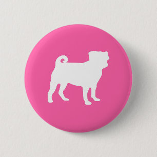 Pink Pug Dog Theme Party Celebration Button