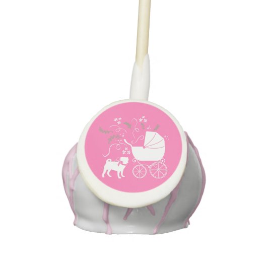 Pink Pug Dog Theme Party Celebration Cake Pops (Front)