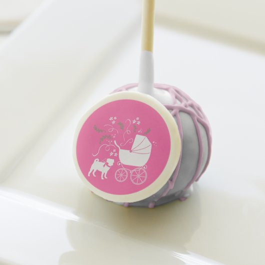 Pink Pug Dog Theme Party Celebration Cake Pops (Front Insitu)