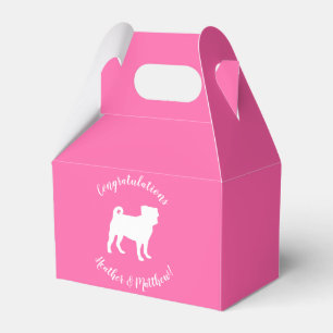 Pink Pug Dog Theme Party Celebration Favor Boxes