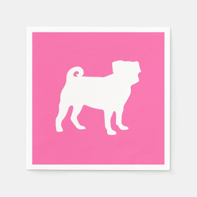 Pink Pug Dog Theme Party Celebration Napkins (Front)