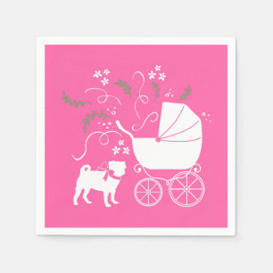 Pink Pug Dog Theme Party Celebration Napkins