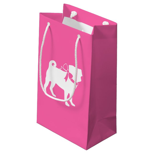 Pink Pug Dog Theme Party Celebration Small Gift Bag (Back Angled)