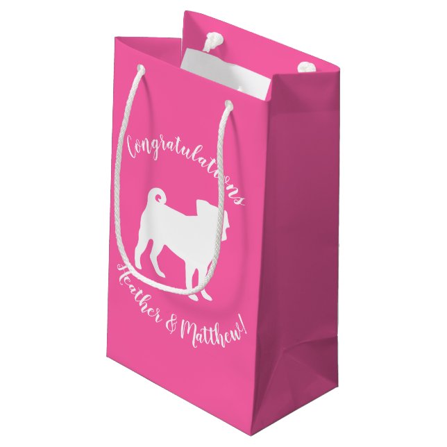 Pink Pug Dog Theme Party Celebration Small Gift Bag (Back Angled)