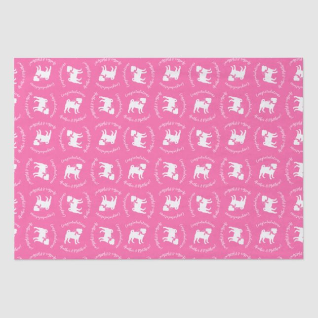 Pink Pug Dog Theme Party Celebration Tissue Paper (Front)
