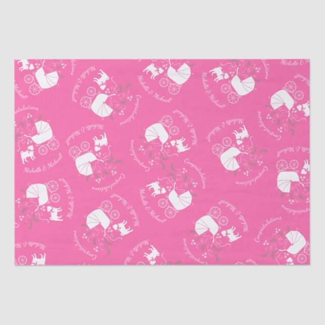 Pink Pug Dog Theme Party Celebration Tissue Paper (Front)