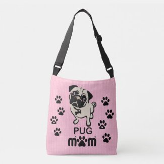 Pink Pug Mom  Crossbody Bag