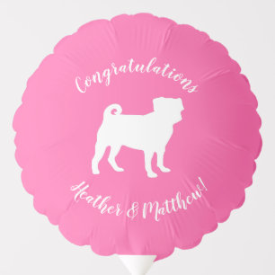Pink Pug Silhouette Puppy Baby Shower Balloon