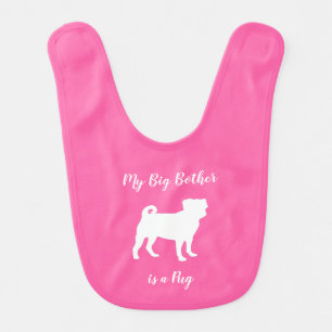 Pink Pug Silhouette Puppy Baby Shower Bib