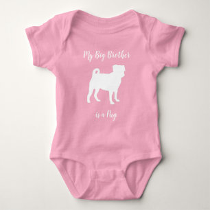Pink Pug Silhouette Puppy Baby Shower Bodysuit