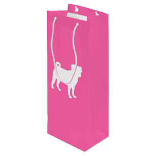Pink Pug Silhouette Puppy Baby Shower Wine Gift Bag