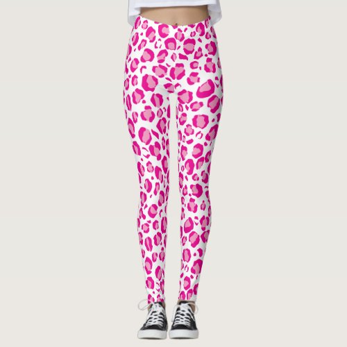 Pink puma print on custom background leggings