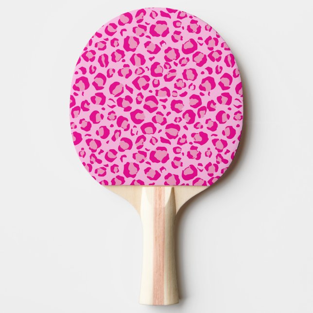Pink puma print on customizable background  ping pong paddle (Front)