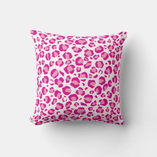 Pink puma print on customizable background  throw pillow