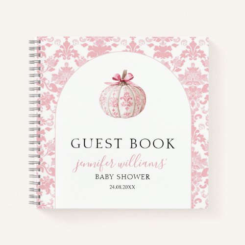Pink Pumkin Baby Shower Guest Book Gift Notebook