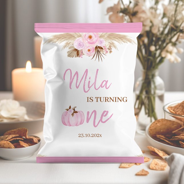 Pink Pumpkin 1st Birthday Chip Bag Wrapper (Creator Uploaded)