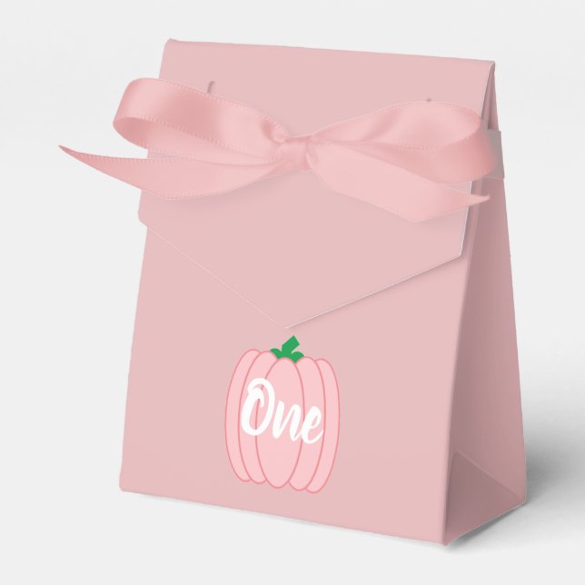 Pink Pumpkin 1st Birthday Favor Boxes (Front Side)