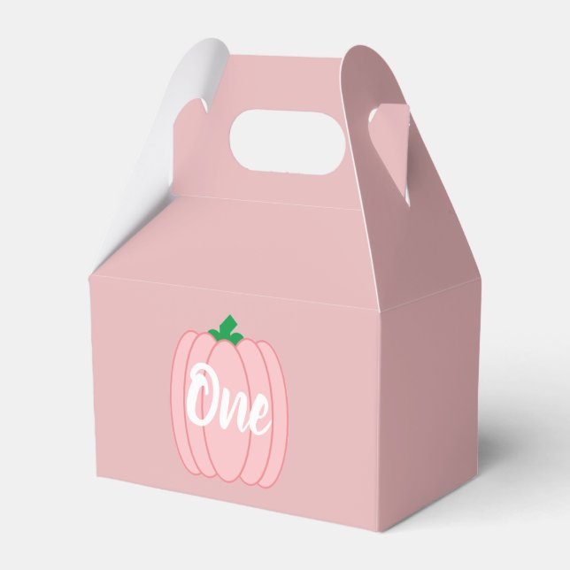 Pink Pumpkin 1st Birthday Favor Boxes (Front Side)