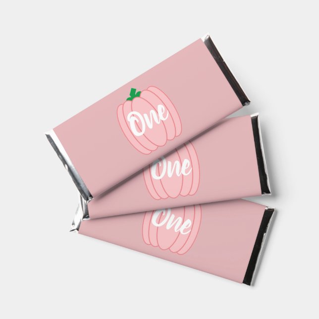 Pink Pumpkin 1st Birthday Hershey Bar Favors (Front)