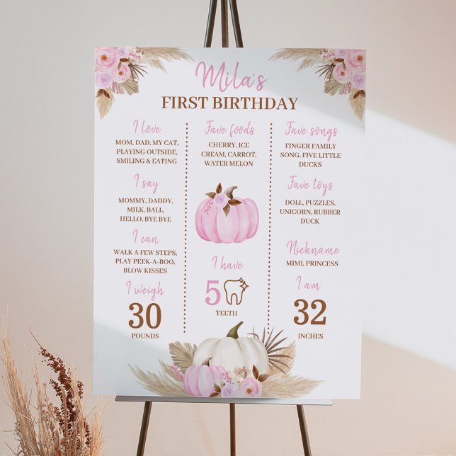 Pink Pumpkin 1st Birthday Milestone Sign (Creator Uploaded)