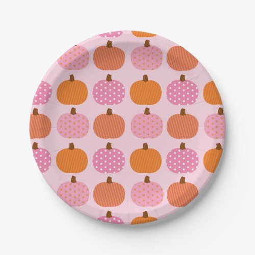 Pink Pumpkin 1st Birthday Paper Plates