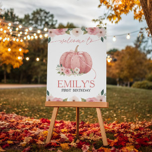Pink Pumpkin 1st Birthday Welcome Sign