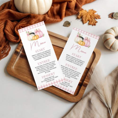 Pink Pumpkin 4x9 Printable Dinner Menu Card