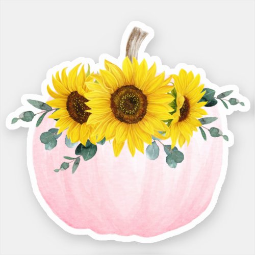 Pink Pumpkin and Sunflower Sticker