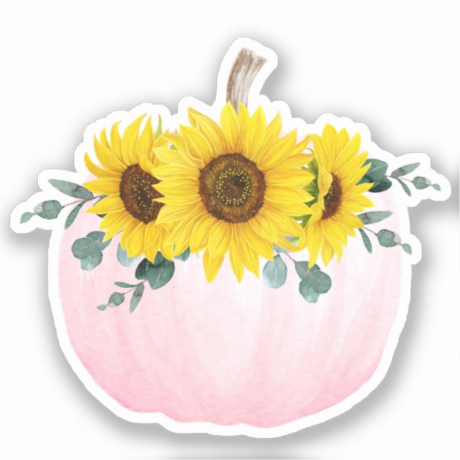 Pink Pumpkin and Sunflower Sticker (Front)