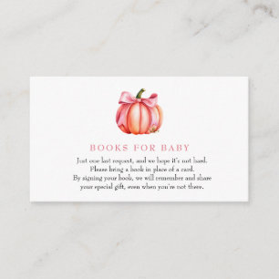 Pink Pumpkin Autumn Baby Shower Book Request Enclosure Card