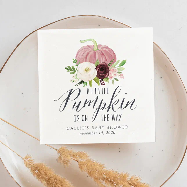 Pink Pumpkin Autumn Baby Shower Napkins Zazzle