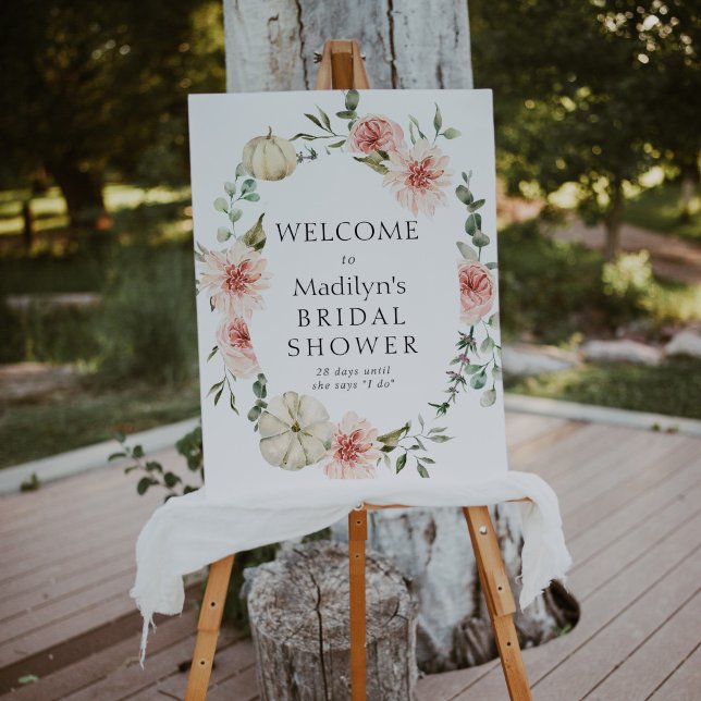 Pink Pumpkin Autumn Bridal Shower Welcome Sign (Creator Uploaded)