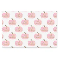 Pink Pumpkin Autumn Fall Gold 1st Birthday Party Tissue Paper