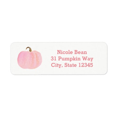 Pink Pumpkin Autumn Fall Rustic Baby Shower Label