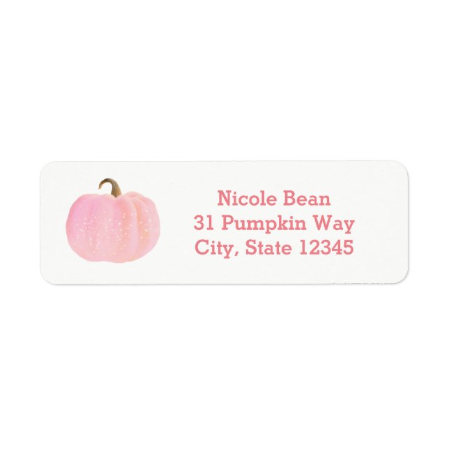 Pink Pumpkin Autumn Fall Rustic Baby Shower Label (Front)