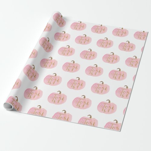 Pink Pumpkin Autumn Gold Name TORI Personalized  Wrapping Paper