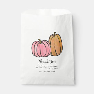 Pink Pumpkin Autumn Harvest Baby Girl Shower Favor Bag