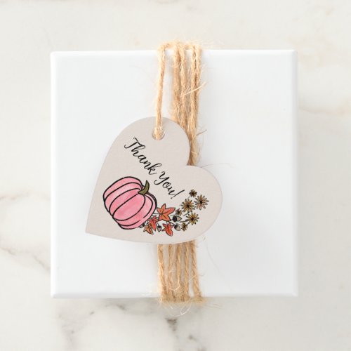 Pink Pumpkin Autumn Harvest Girl Baby Shower Favor Tags