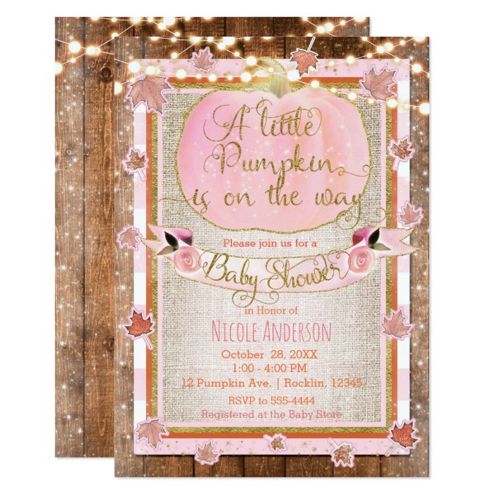 pink pumpkin baby shower invites